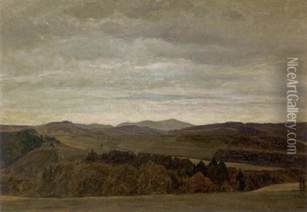 Thuringische Landschaft Bei Langewies Oil Painting - Willy Ter Hell
