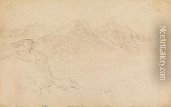 Schweizerische Hochgebirgskette: Monch, Eiger, Jungfrau Oil Painting - Karl Robert Kummer