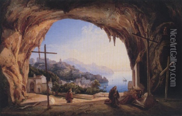 Amalfi, The Convento Dei Cappuccini Oil Painting - Ercole Gigante
