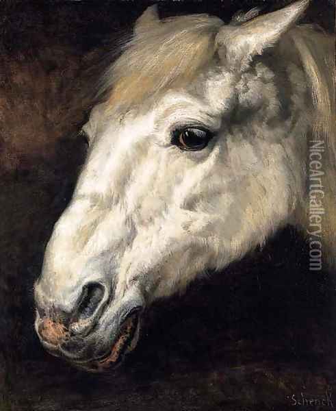 Head of a Horse Oil Painting - August Friedrich Albrecht Schenk