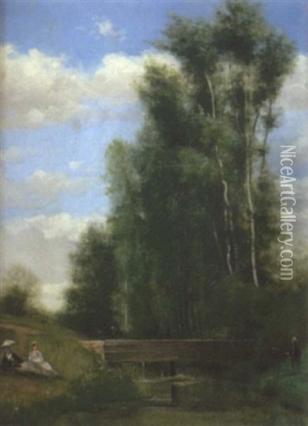 Paysage Oil Painting - Joseph Nichols Hippolyte Aussandon