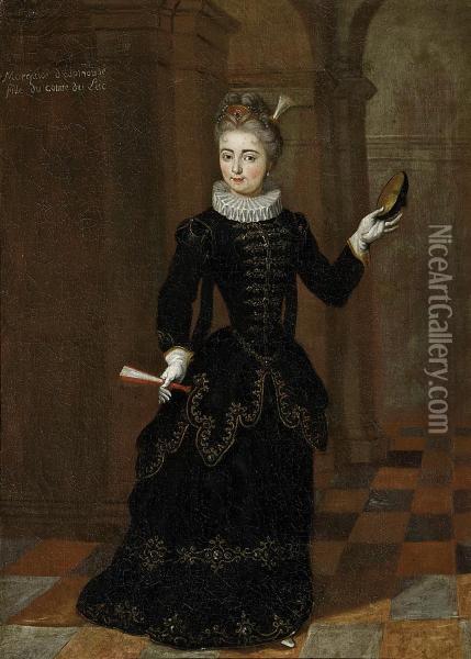 Portrait Of Marquise D'espinasse On A Costume Ball Oil Painting - Jan Frans Douven