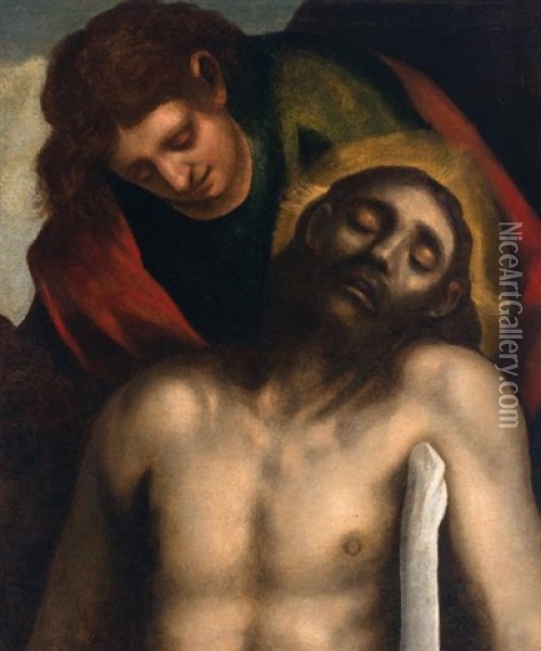 The Descent From The Cross Oil Painting - Jacopo Palma il Giovane