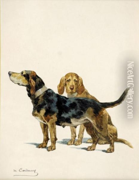 Les Chiens Oil Painting - Charles Fernand de Condamy