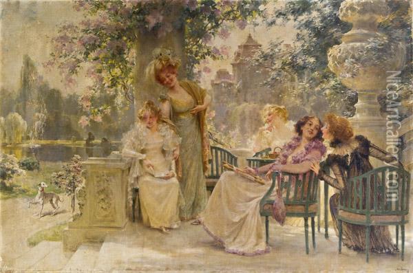 Elegante Damen Im Park Oil Painting - Alois Hans Schramm