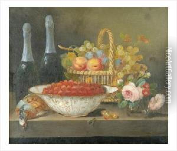 Fruits, Fleurs Et Gibier Oil Painting - Claude Guilleminet