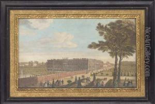 A View Of The Royal Palace Of Hampton Court, By N.parr Oil Painting - Jacques Rigaud