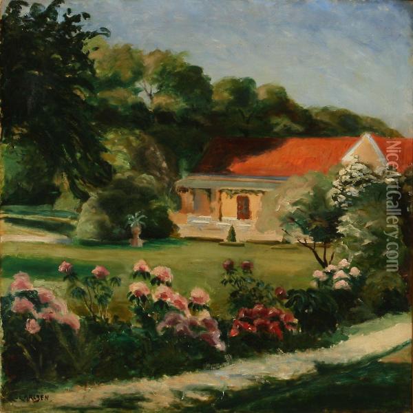 Summer Day In A Garden Oil Painting - Carl Christian E. Carlsen