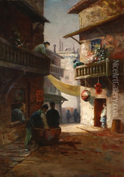 San Francisco - Chinatown Oil Painting - Arthur William Best