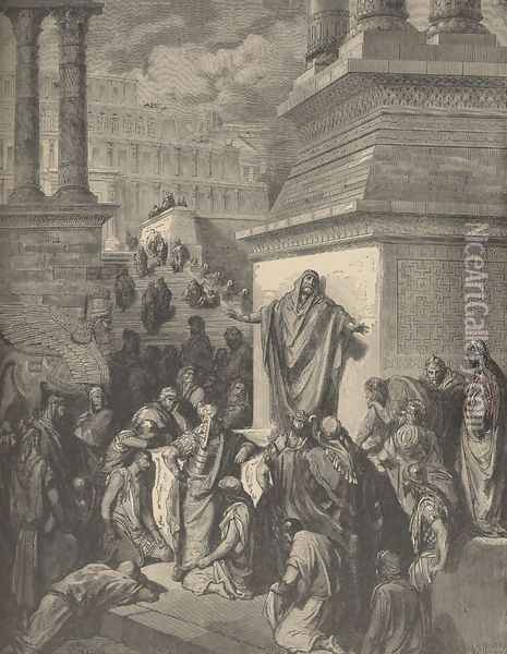Jonah Calling Nineveh To Repentance Oil Painting - Gustave Dore