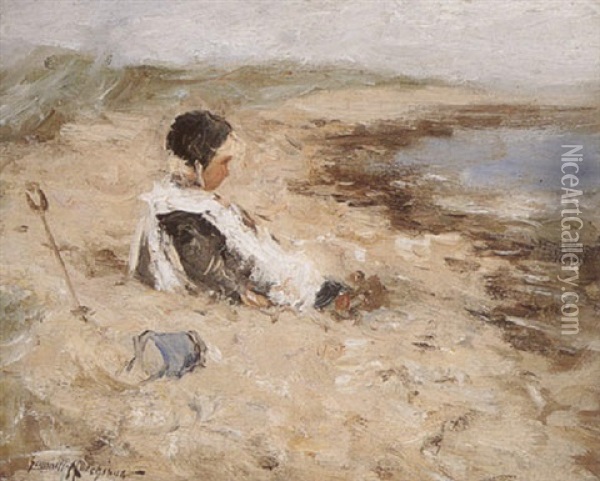 By The Seashore Oil Painting - Robert Gemmell Hutchison