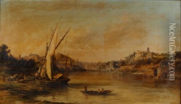 Harbor Scene Oil Painting - John Linton Chapman