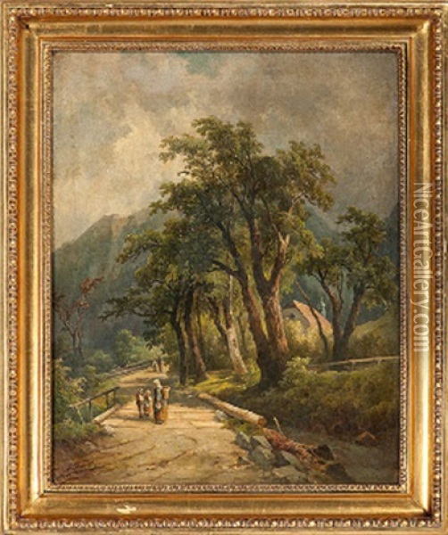 Bridge Landscape Oil Painting - Adolf Chwala