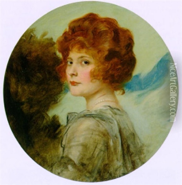 Junge Dame Mit Rotem Lockenschopf Oil Painting - Friedrich August von Kaulbach