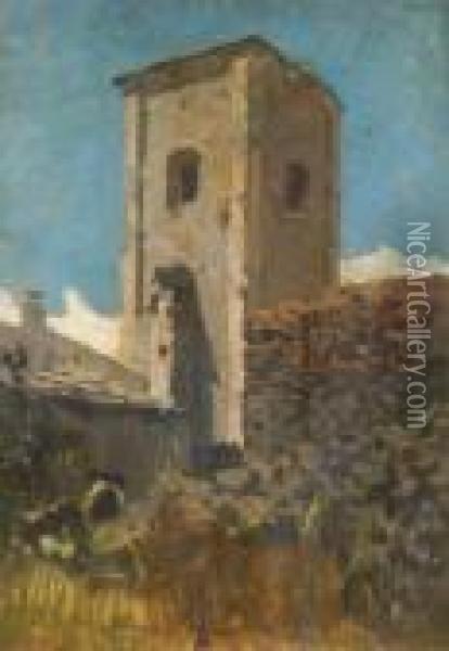 La Torre A Riomaggiore Oil Painting - Telemaco Signorini