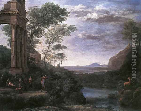 Landscape with Ascanius Shooting the Stag of Sylvia 1682 Oil Painting - Claude Lorrain (Gellee)