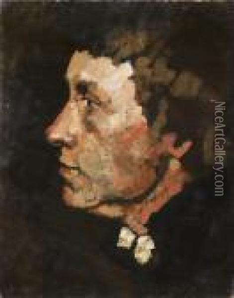 Portrait D'un Jeune Homme De Profil Oil Painting - Wilhelm Leibl