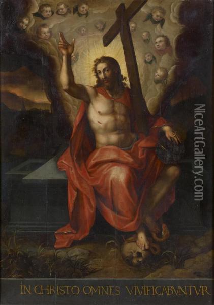 Le Christ Ressuscite Oil Painting - Michiel Van Coxcie