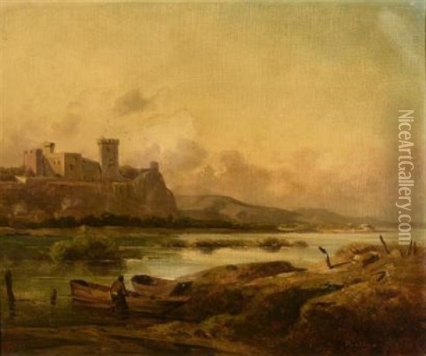 Chateau En Bord De Mer Oil Painting - Antoine Claude Ponthus-Cinier