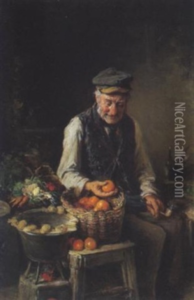 Der Gemusehandler Oil Painting - Hermann Kern