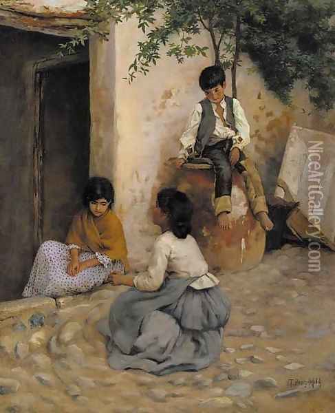 An Italian peasant girl Oil Painting - Robert Kemm