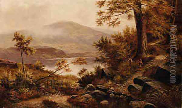 Exploring by the Lake Oil Painting - Continental School