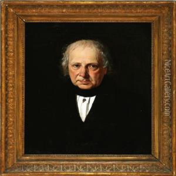 Portrait Of A Man In A Black Coat Oil Painting - David Monies