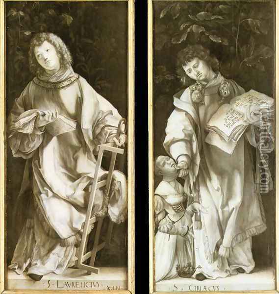 St Lawrence and St Cyricus 1509-11 Oil Painting - Matthias Grunewald (Mathis Gothardt)