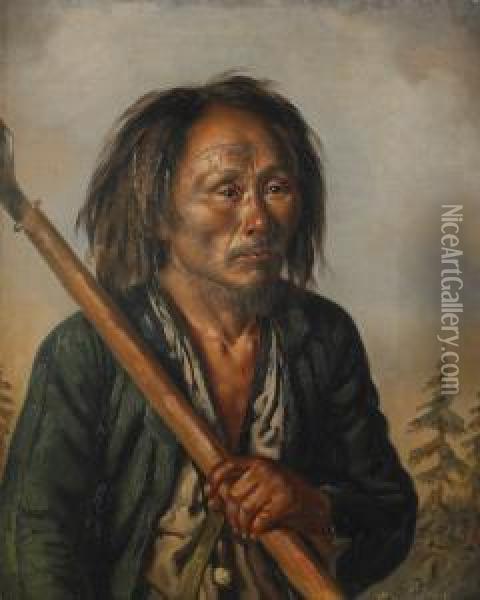 Portratt Av En Tungus Oil Painting - Karl Peter Mazer