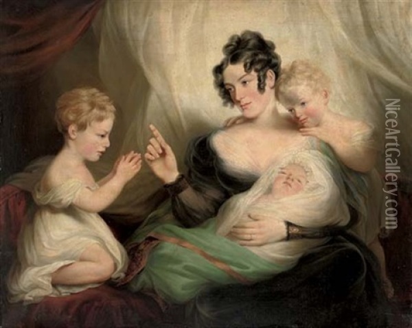 Portrait Of Mrs Amelia Henley Tyler With Her Children Oil Painting - Andrew Plimer