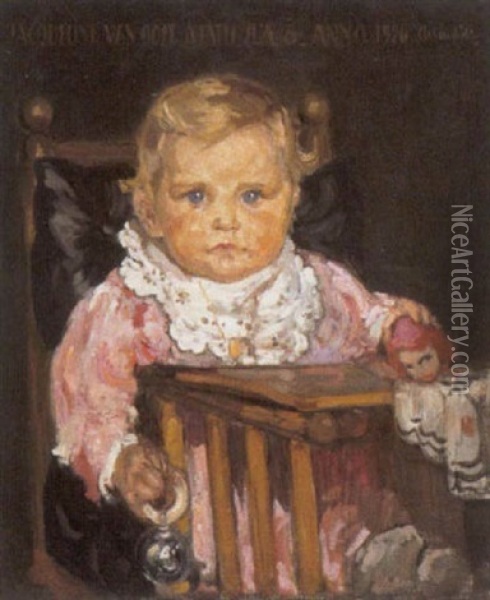 Portret Van Jacqueline Van Oost Als Baby Oil Painting - Fernand Allard L'Olivier