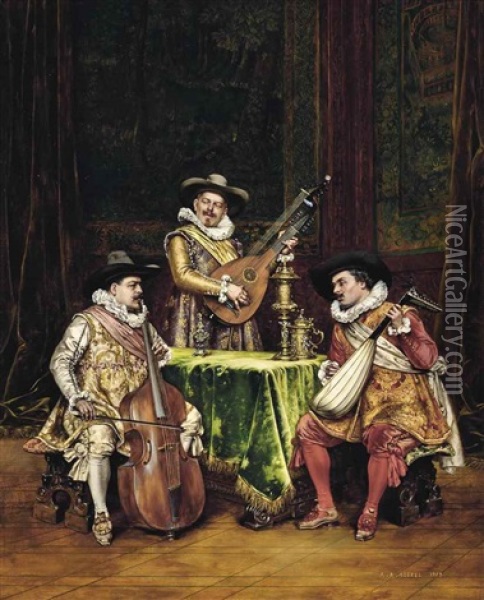 The Court Musicians Oil Painting - Adolphe Alexandre Lesrel