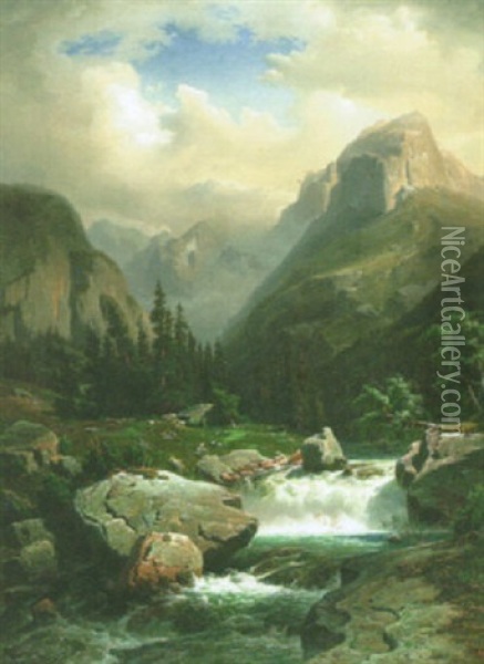 Kuohuva Puro Vuoristossa Oil Painting - Franz Hengsbach