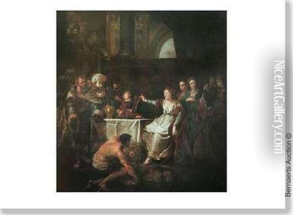 Ester Revele Le Plan D'haman Au Roi Asuerus. Oil Painting - Willem Jacob Herreyns