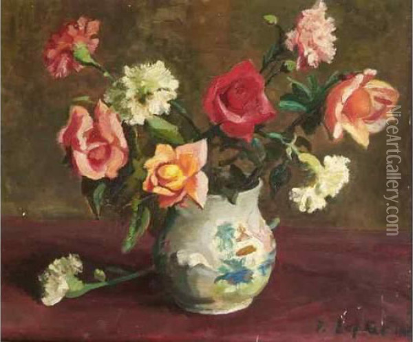 Fleurs Oil Painting - France Leplat