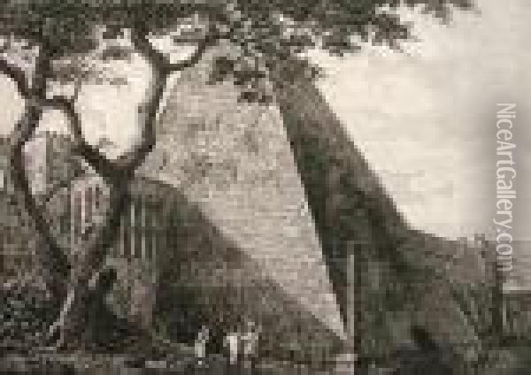 Veduta Della Piramide Di C, Cestio Oil Painting - Luigi Rossini