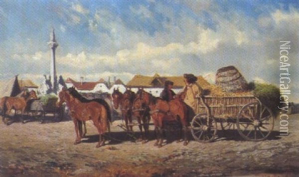 Ungarischer Markt Oil Painting - Alexander Ritter Von Bensa