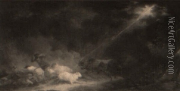 Troupeau Effraye Par L'orage Oil Painting - Philip James de Loutherbourg