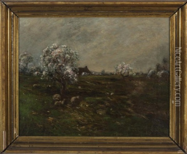 Spring Landscape With Sheep Oil Painting - Edward B. Gay