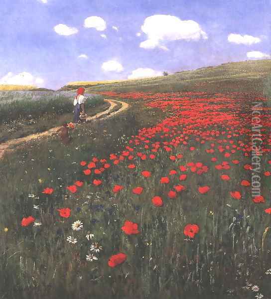 Poppies in the Field 1902 Oil Painting - Pal Merse Szinyei
