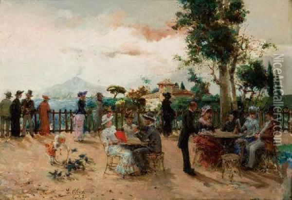 Refreshment On The Neapolitan Coast Oil Painting - Eugenio Oliva Rodrigo