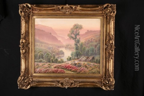 Les Bruyeres En Fleurs Sur Les Coteaux Oil Painting - Gaston Anglade
