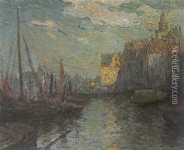 Hafen Von Emden Am Delft Oil Painting - Otto Hammel