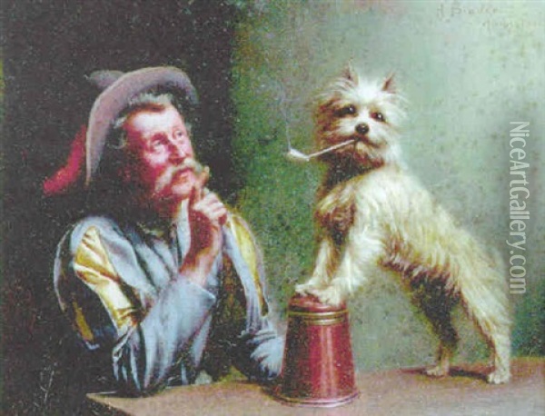 Die Hundedressur Oil Painting - Tony Binder