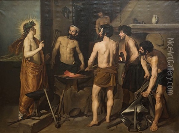 La Fragua De Vulcano, 1877 Oil Painting - Enrique Recio Y Gil