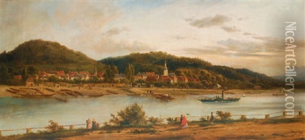 Bad Schandau An Der Elbe Oil Painting - Franz Wilhelm Leuteritz