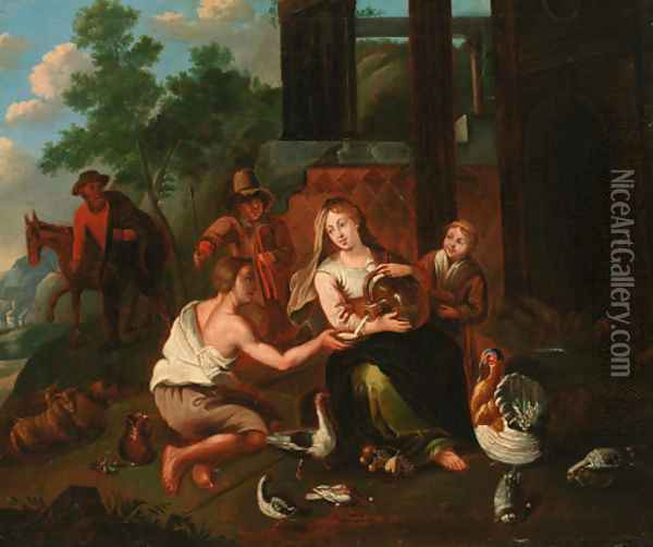 Genevieve amongst the shepherds Oil Painting - Flemish School