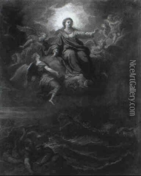 La Vierge Protegeant Les Marins Oil Painting - Jean-Baptiste Corneille