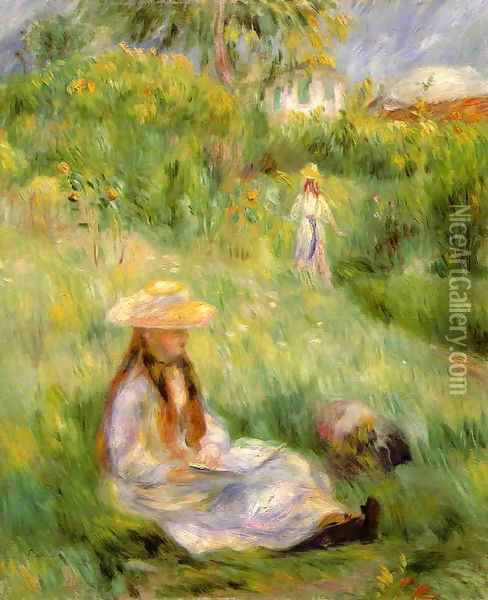 Young Girl In The Garden At Mezy Oil Painting - Pierre Auguste Renoir