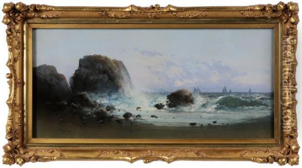 Rocky Coast Oil Painting - Clarence E. Braley